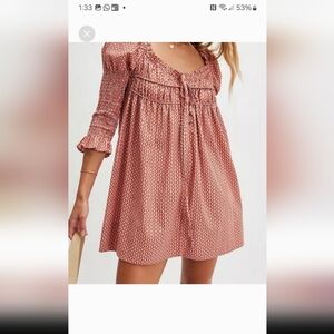 Free People Coral Patterned Mini Dress